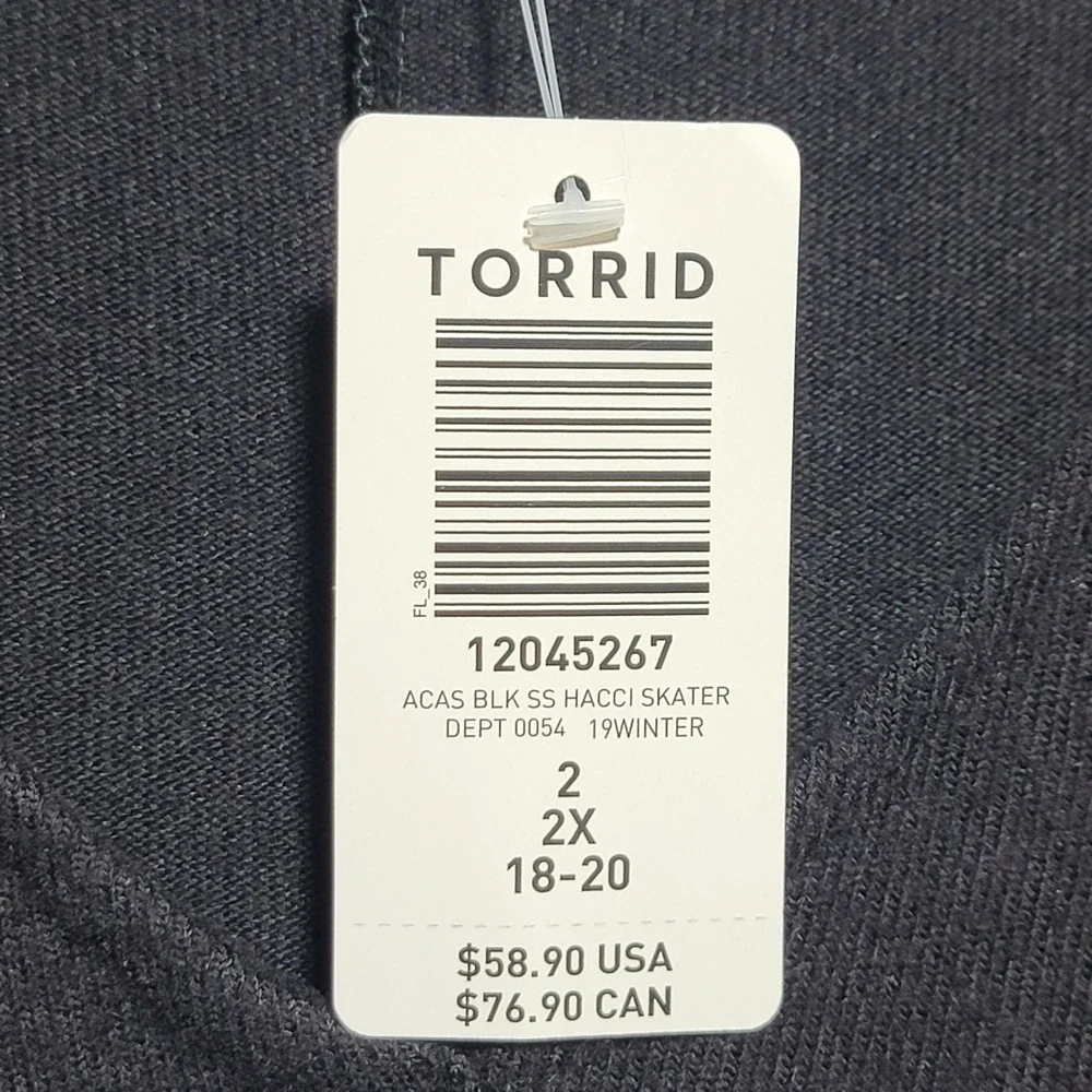 NWT Torrid Womens Plus Size 2 Super Soft Plush Hacci Skater Dress Black - Picture 4 of 4